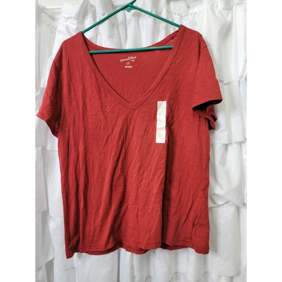 Universal Thread Tops - Universal Thread Womens XL Red Slub V-Neck Short Sleeve T-Shirt NWT 1611